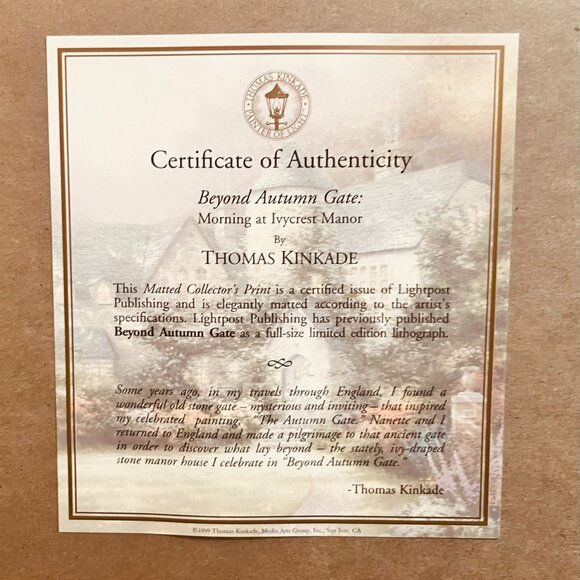 Print of "Beyond Autumn Gate: Morning at Ivycrest Manor" by Renowned American Ar - Picture 5 of 7